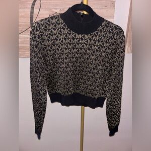 MICHAEL Michael Kors Black and Gold Patterned Sweater